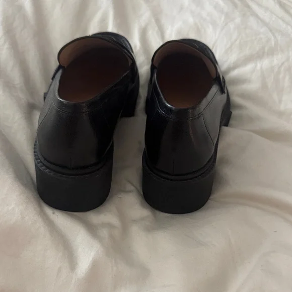 Coach Black Leather Penny Loafers with Logo Accent - Picture 3 of 5